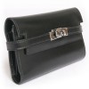 Portefeuille Kelly HERMES cuir de box noir