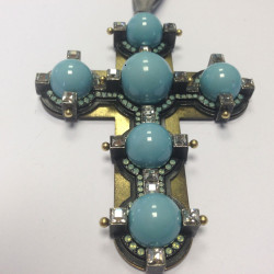 Collier LANVIN crucifix turquoise