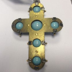 Collier LANVIN crucifix turquoise