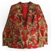 Veste ALEXANDER MCQUEEN en soie rouge et doré T40