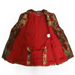 Veste ALEXANDER MCQUEEN en soie rouge et doré T40