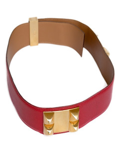 Ceinture Médor HERMES T74 rouge casaque