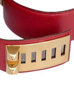 Ceinture Médor HERMES T74 rouge casaque