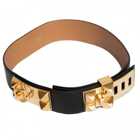 Ceinture Médor HERMES cuir noir