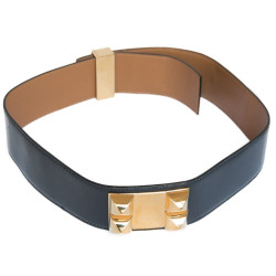 Ceinture Médor HERMES cuir de box  bleu t 70