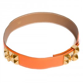 Belt Medoro HERMES leather orange swift H