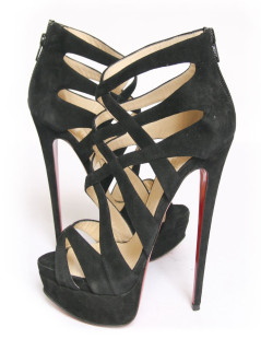 Sandales hautes LOUBOUTIN T 39.5 veau velours noir