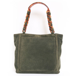 Sac  CHANEL daim vert sapin