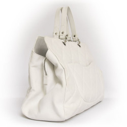 Grand sac shopping CHANEL veau grainé blanc