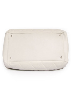 Grand sac shopping CHANEL veau grainé blanc