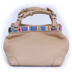 Sac "Cubo" CAROLINE DE MARCHI cuir grainé beige