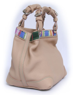 Sac "Cubo" CAROLINE DE MARCHI cuir grainé beige