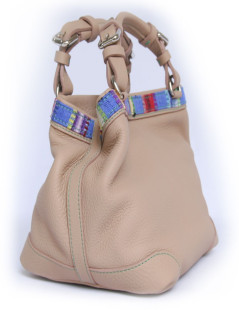 Sac "Cubo" CAROLINE DE MARCHI cuir grainé beige