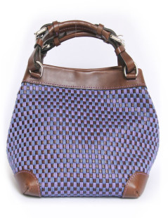 Sac "Cubo" CAROLINE DE MARCHI en raphia tressé violet