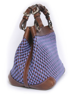 Sac "Cubo" CAROLINE DE MARCHI en raphia tressé violet