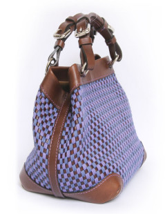 Sac "Cubo" CAROLINE DE MARCHI en raphia tressé violet