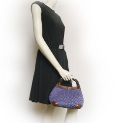 Sac "Cubo" CAROLINE DE MARCHI en raphia tressé violet