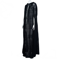 Longue cape en crochet noire YVES SAINT LAURENT 