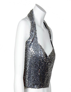 Top AZZARO gris à sequins