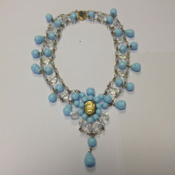 MARGUERITE DE VALOIS blue molten glass necklace