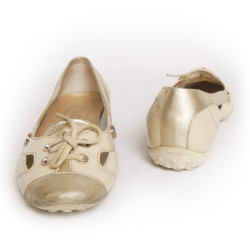 Ballerines  TODS t39 veau velours beige  et doré