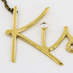 LANVIN iconic 'Kiss' gilded metal necklace