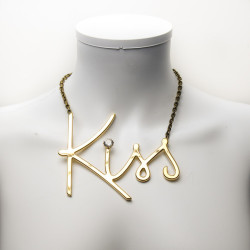 LANVIN iconic 'Kiss' gilded metal necklace