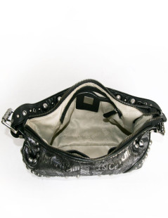 Sac ""Just Cavalli cuir noir et lamé gris