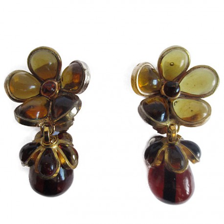 Clips MARGUERITE DE VALOIS glass amber