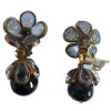 MARGUERITE DE VALOIS black and transparent glass paste clips