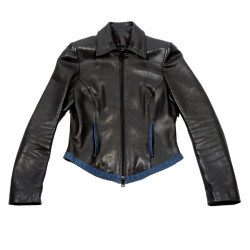 Blouson JITROIS t 38 cuir lisse noir 