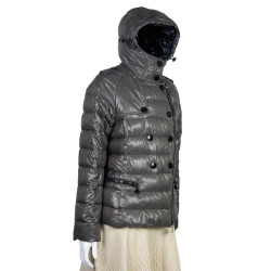 Doudoune MONCLER t 2 grise avec capuche