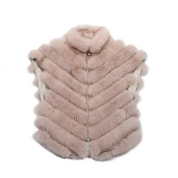 Manteau sans manches fourrure rose