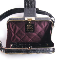 Mini sac BURBERRY en crocodile noir 