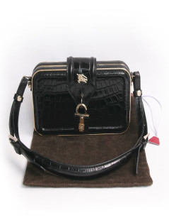 Mini sac BURBERRY en crocodile noir 