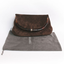 Pochette TOM FORD en suède marron 