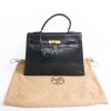 Sac Kelly HERMES cuir box bleu marine vintage 