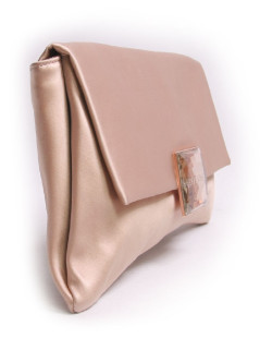 Pochette HERVE LEGER en satin duchesse vieux rose