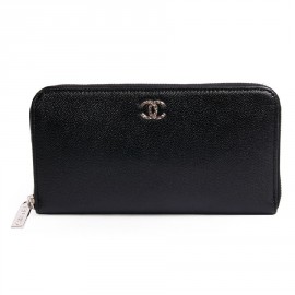 Black grained leather CHANEL wallet