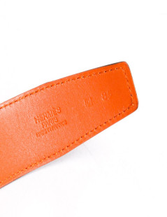 Ceinture HERMES t 85  bicolore veau velours marron, orange