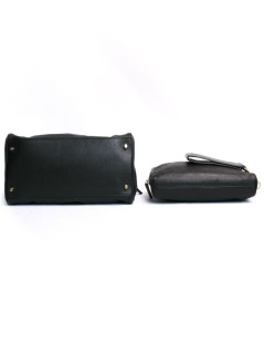 Sac et pochette JIL SANDER cuir grainé noir