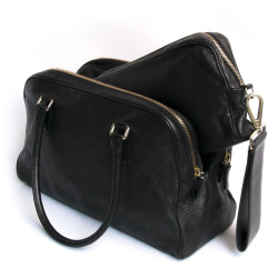 Sac et pochette JIL SANDER cuir grainé noir