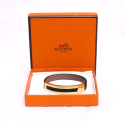 Bracelet HERMES cuir et or massif