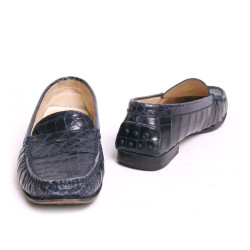 Mocassins TOD'S crocodile bleu marine T7