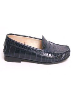 Mocassins TOD'S crocodile bleu marine T7