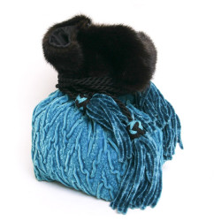 Sac ISABEL CANOVAS  velours de soie turquoise vintage