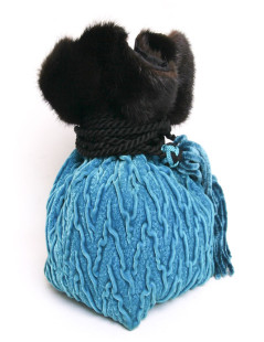 Sac ISABEL CANOVAS  velours de soie turquoise vintage