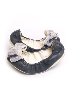 Ballerines PRADA cuir et tissu bleu T36