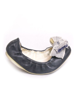 Ballerines PRADA cuir et tissu bleu