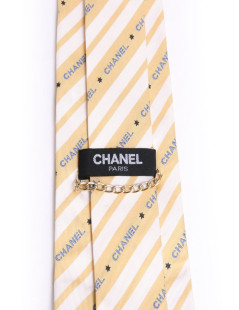 Cravate CHANEL soie jaune 